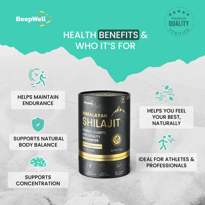 BeepWell Himalayan Shilajit Resin – Mineral-Rich Resin with Fulvic Acid – 1.40 oz – Approx. 80 Servings
