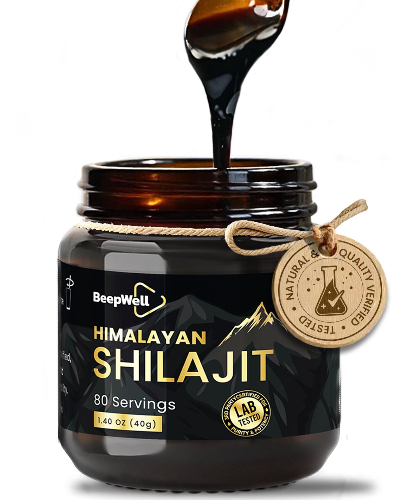 BeepWell Himalayan Shilajit Resin – Mineral-Rich Resin with Fulvic Acid – 1.40 oz – Approx. 80 Servings